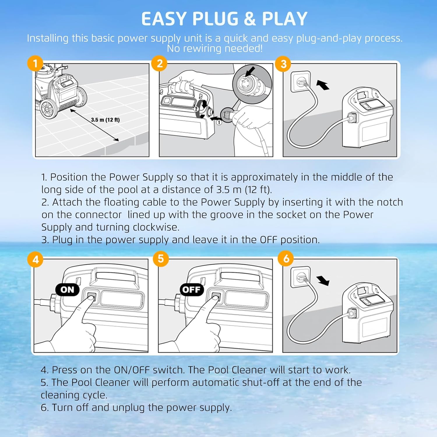 9995670 Basic Power Supply Unit Replacement Part with Power Cord Replacement for Dolphin 3001, Advantage (old)&Plus, Commander, Saturn, Deluxe 3, Pro, DX5, Heavy Duty, Nautilus Pool Cleaner, 5898412LF
