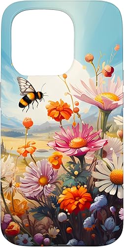Vista 31 de Funda para iPhone 13 Pro Lively Bee en Sunny Meadow of Wildflowers