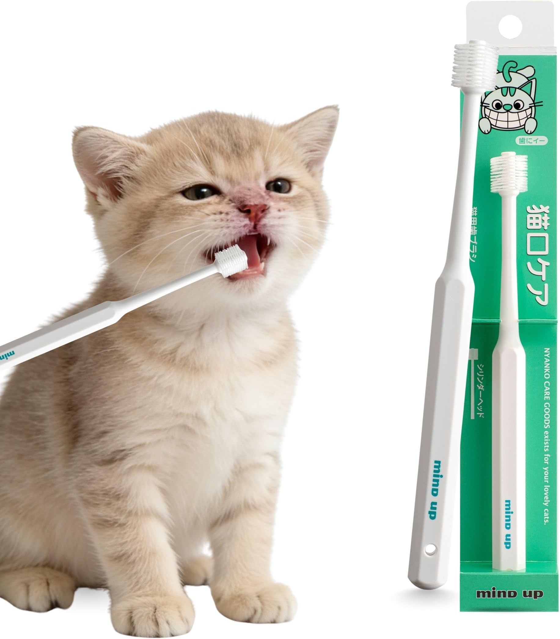Cat Toothbrush with Cylinder Head, 360° Brush Design for Cat Teeth Cleaning, Pet Toothbrush for Hard-to-Reach Areas, Made in Japan
