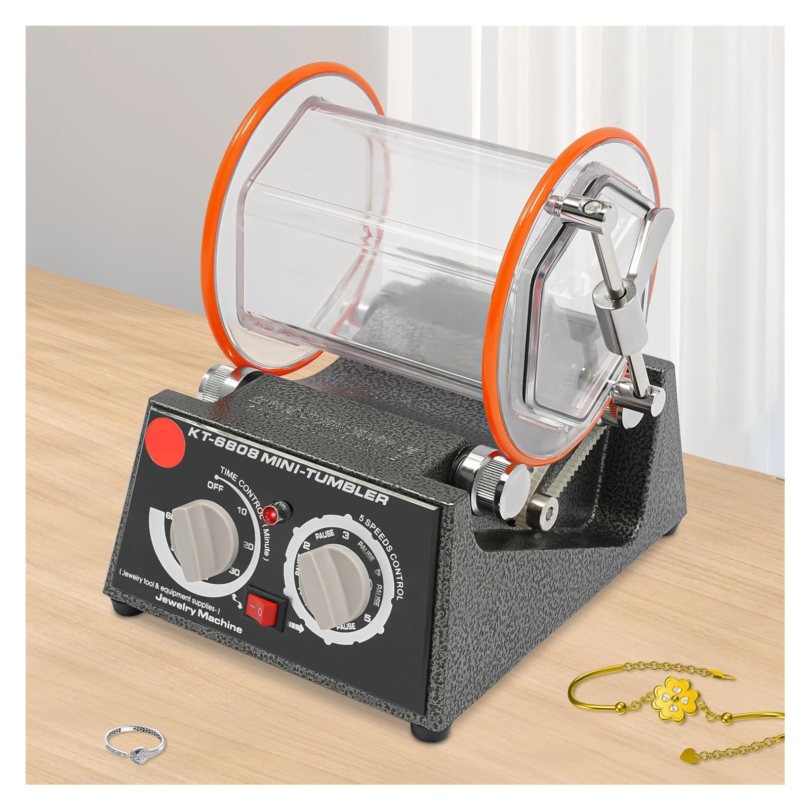 Polisseuse Électrique À 5 Vitesses, Rotative Programmable, Tambour For Bijoux, Outils De Finition Conception Anti-Bruit