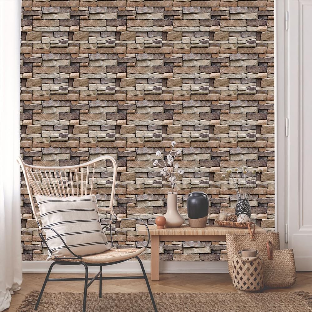 10 Pièces Panneau 3D Mural Papiers Peints en Pierre Aspect 30x30cm Panneaux Muraux Autocollants pour Balcon,Cuisine,Chambre à Coucher,Salon