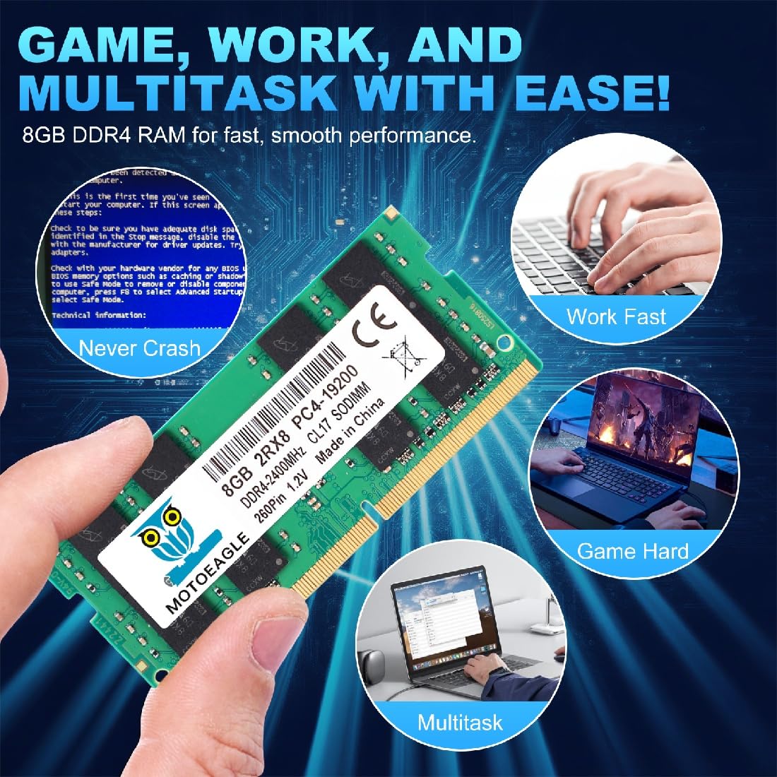 パートナー 8GB DDR4 2400MHz SO-DIMM 2枚セット 8GB DDR4 RAM 2400MHz SO-DIMM PC4-19200 DDR4-2400T CL17 Non-ECC