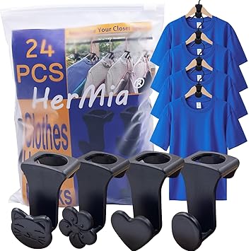 Clothes Hanger, 24 Pcs Space Saving Closet Organizers and Storage Shelves Hanger Extender for Heavy Duty Cascading Connection Hook