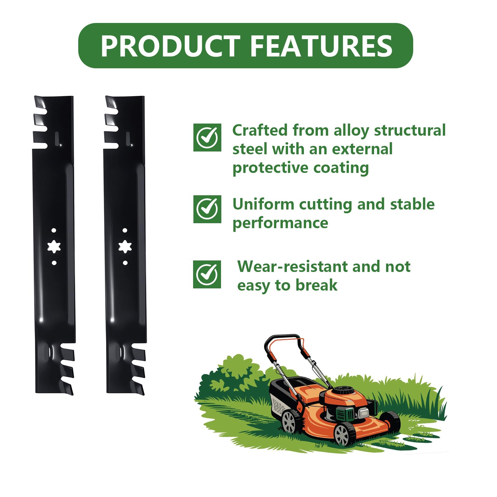 942-04290-X 742-04290-X Cuchillas para cortacésped Gator Cuchillas para Mulching 46 Pulgadas (116,84 cm) Repuesto para Plataforma 2Piezas