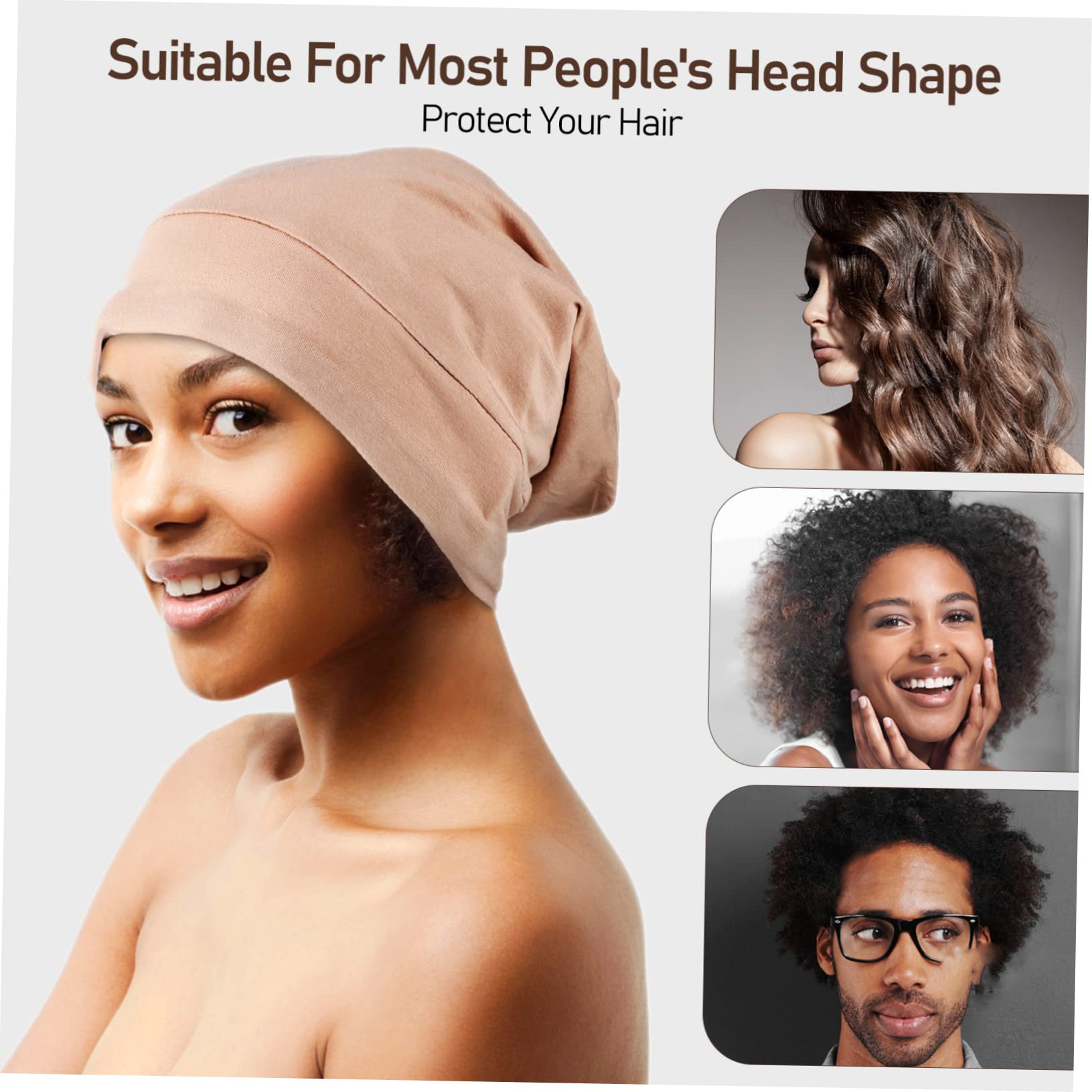 Gorro de Satén Pelo Ajustable 3 Piezas, Tela Satinada | Negro, Gris Oscuro y Caqui, para Dormir y Baño, Sujeción Estable, Reduce Fricción del Cabello