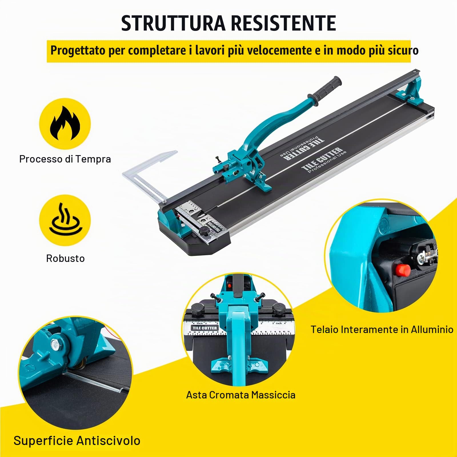 VEVOR - Taglio di piastrelle (800 mm, taglio manuale forte con posizionamento laser, preciso con guida singola)