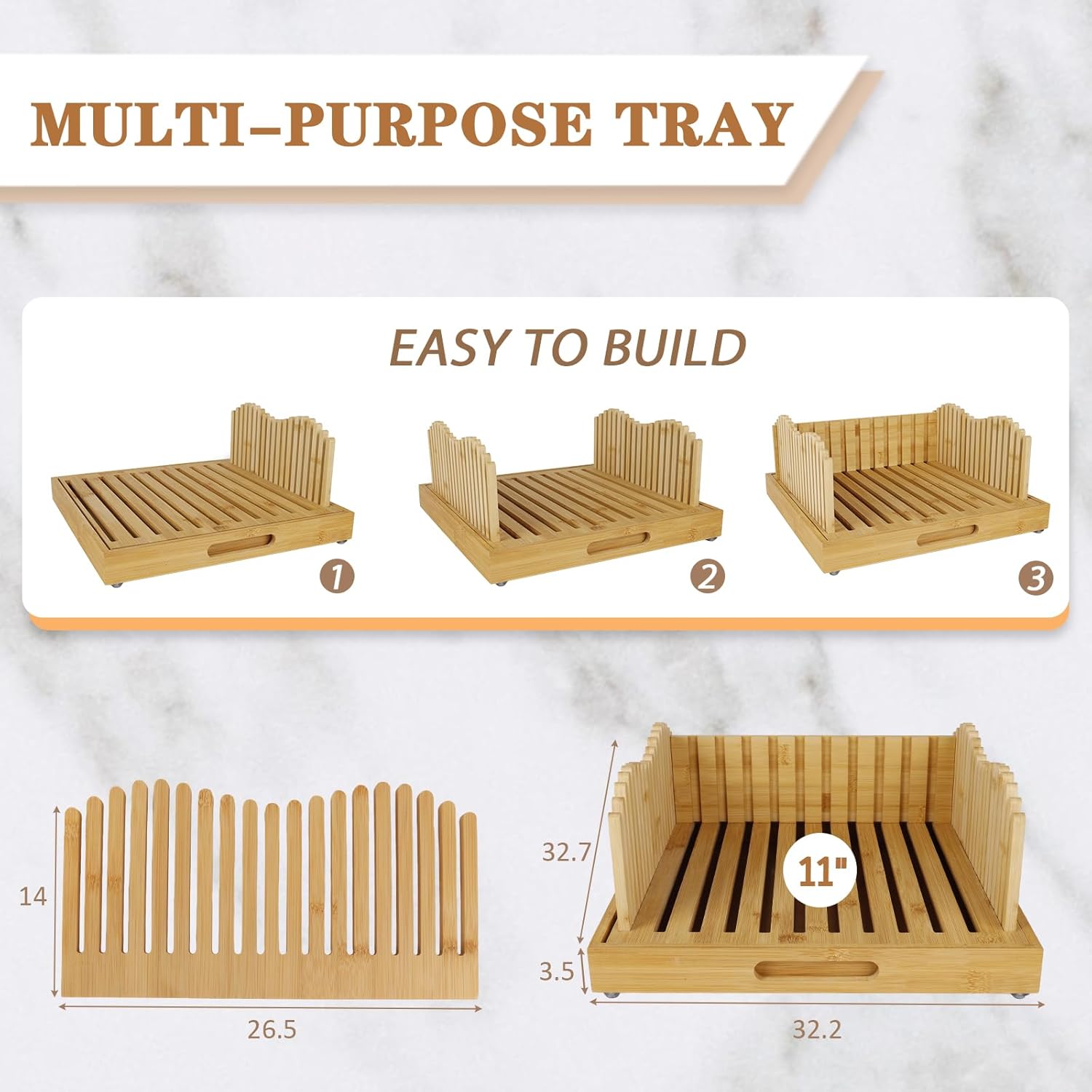 Bread Slicer for Sourdough Rounds, 11″ Adjustable,Large Wide Capacity, The ideal gift for baking experts(Natural color)
