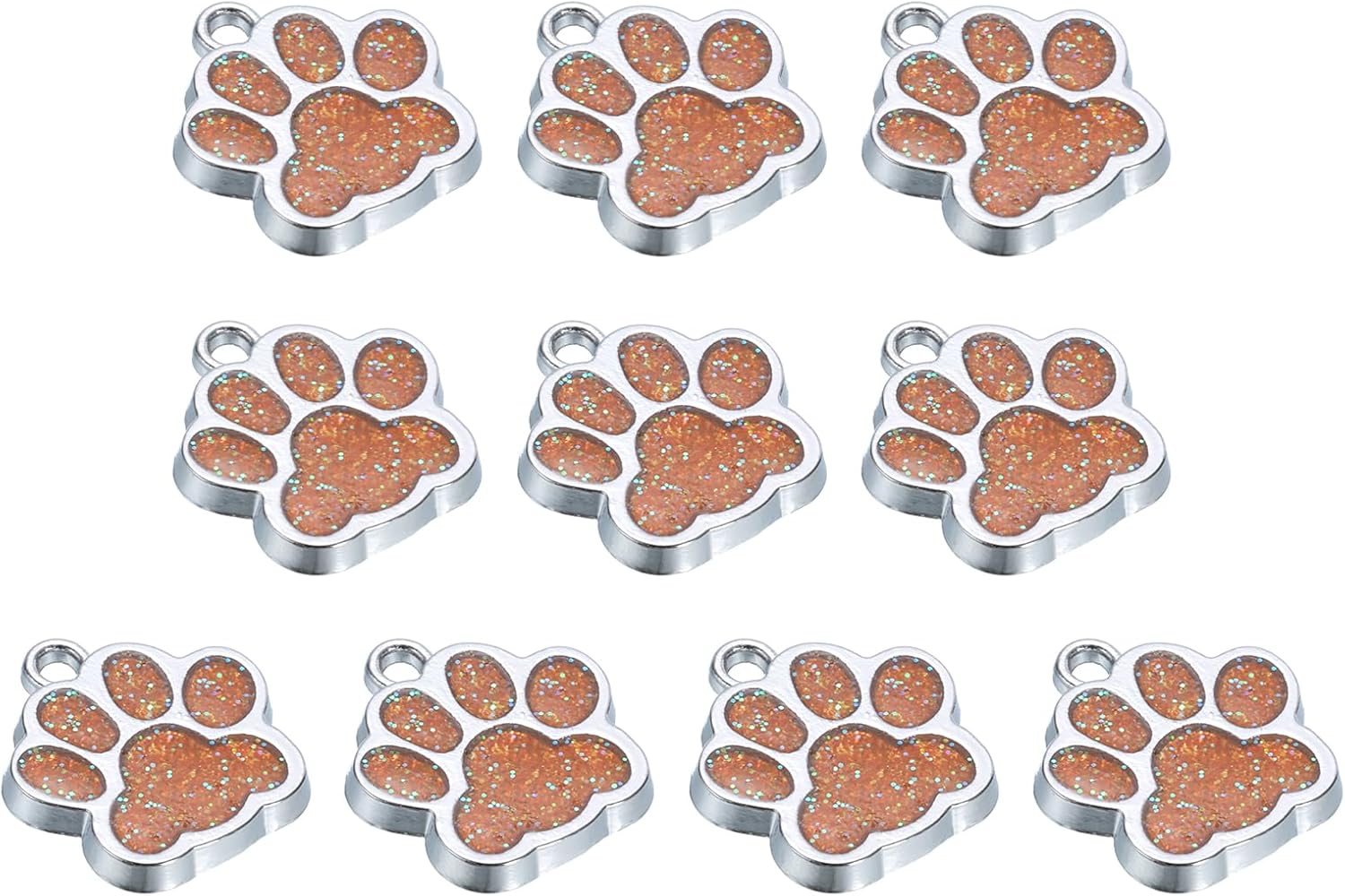 PATIKIL Animal Cat Dog Paw Print Charm, Shine Powder Footprint Beads Enamel Alloy Claw Pendants Colorful for Necklace Keychain Bracelet