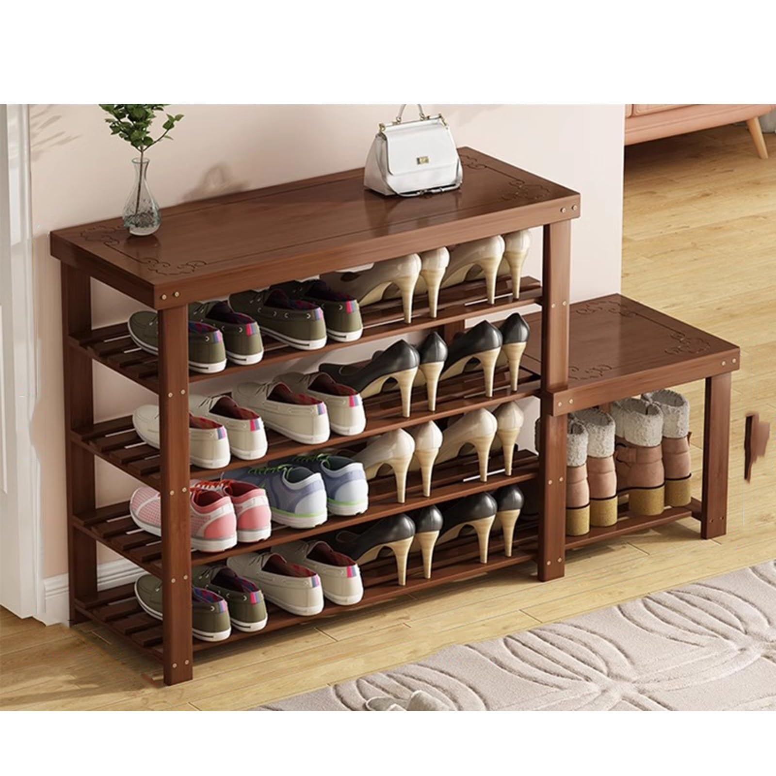 Drewniany stojak na buty ławka organizer na buty stylowa ławka na buty do przedpokoju przedpokoju salonu (70 x 26,5 x 41,5 cm)