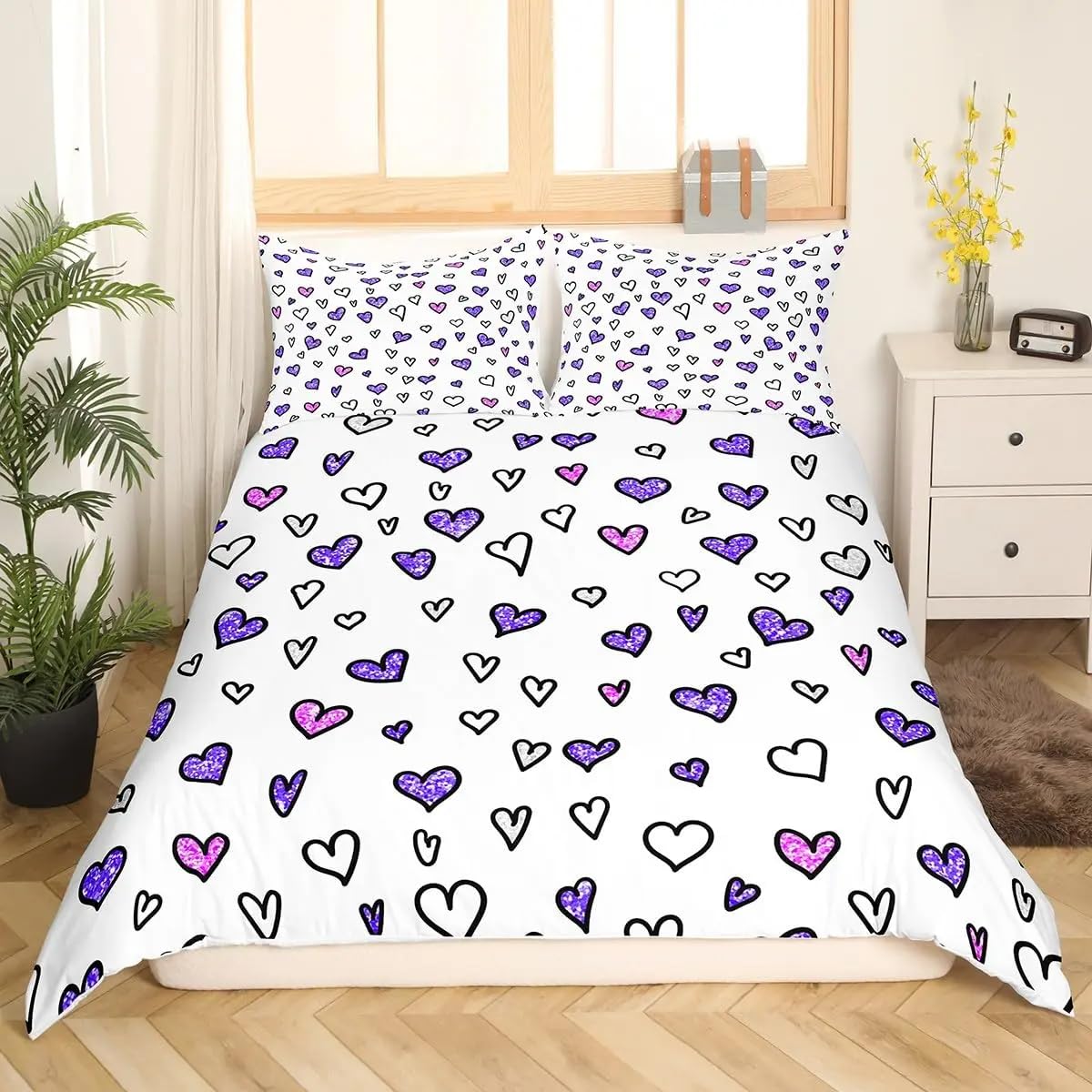 Housse de couette purple heart au design soigné et finitions impeccables