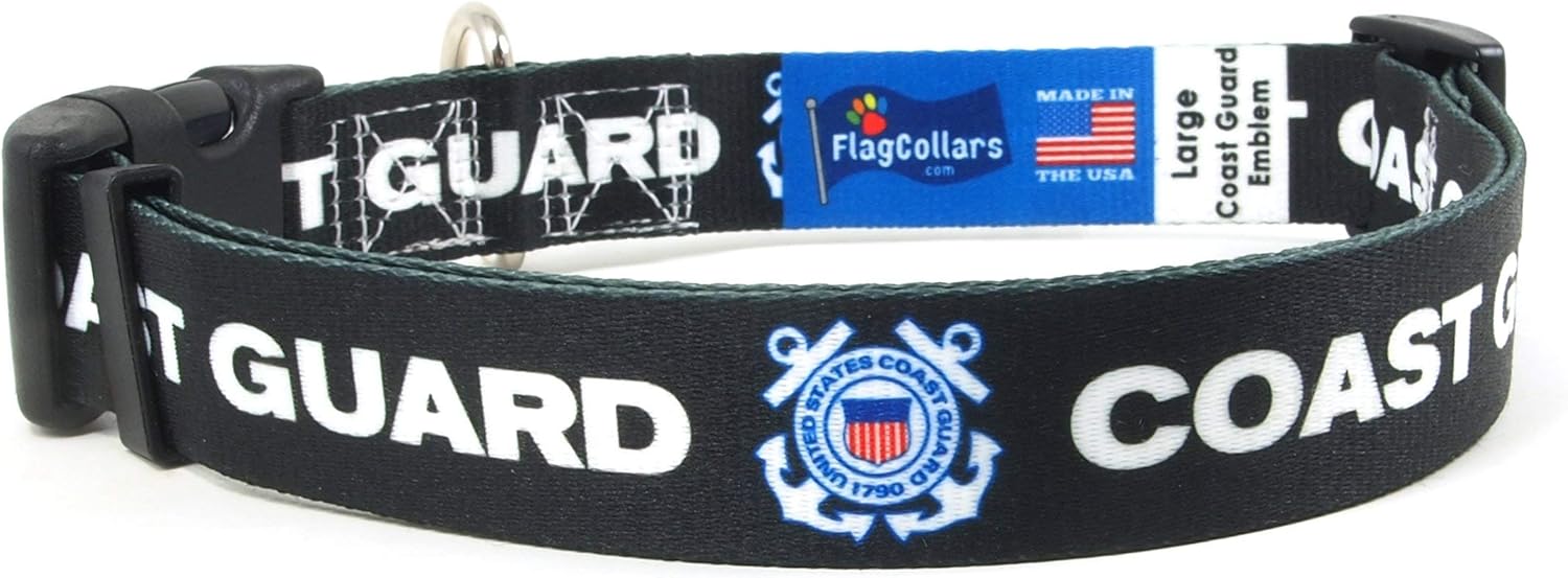 Dog Collar | Coast Guard Mark | Military | Buckle Style | Extra Large Dogs | Made in NJ, USA | Officially Licensed