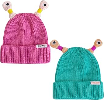 Funny Monster LED Knitted Hat Beanie Cartoon Light -Emitting Little Monster Wool Hats with Retractable Tentacles for Adult