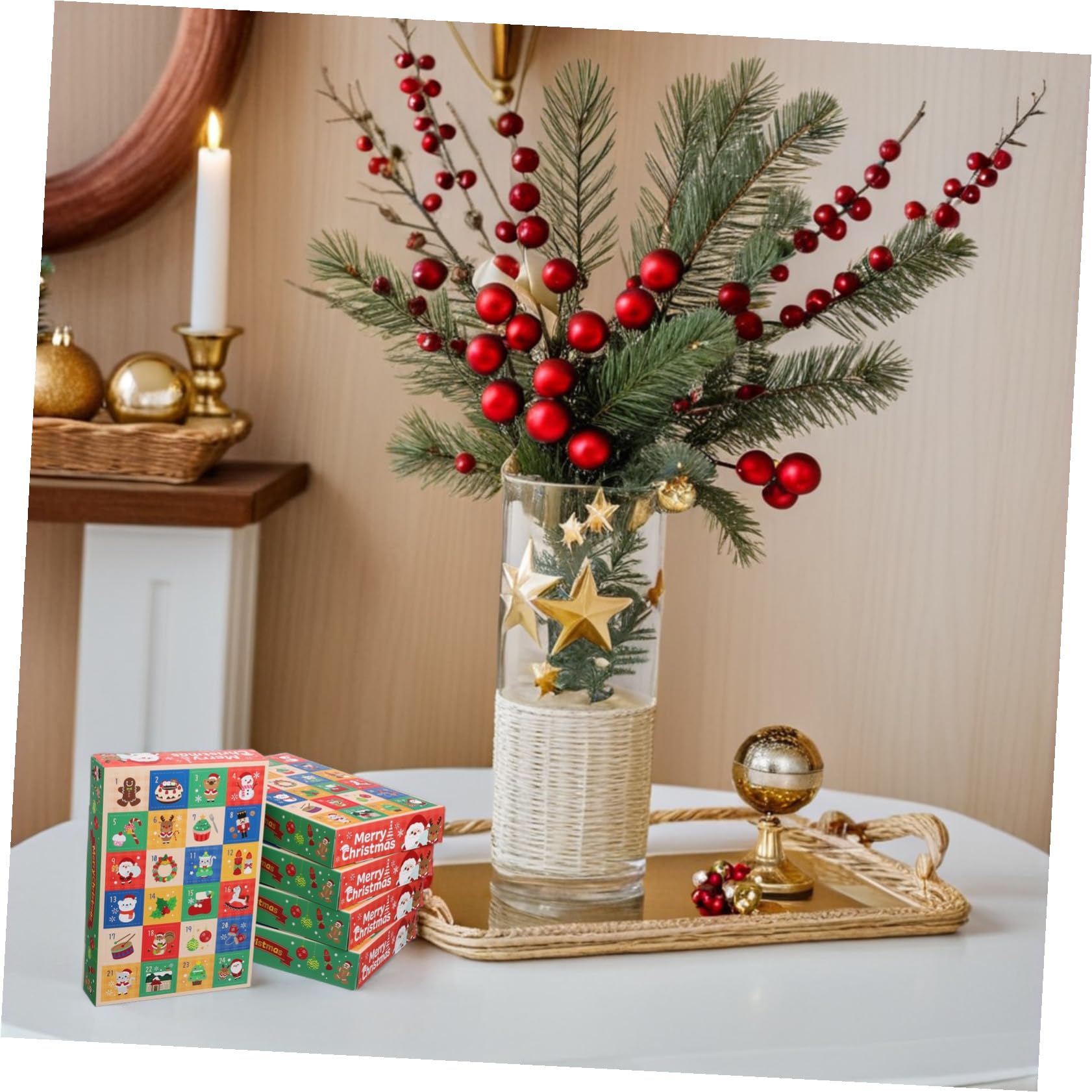 PRETYZOOM 5 Pezzi Scatole Vuote Calendario Avvento in Carta 24 Caselle per Riempire Fai da Te Confezioni Regalo Natalizie per Celebrazioni Festività Design Chic Decorativo