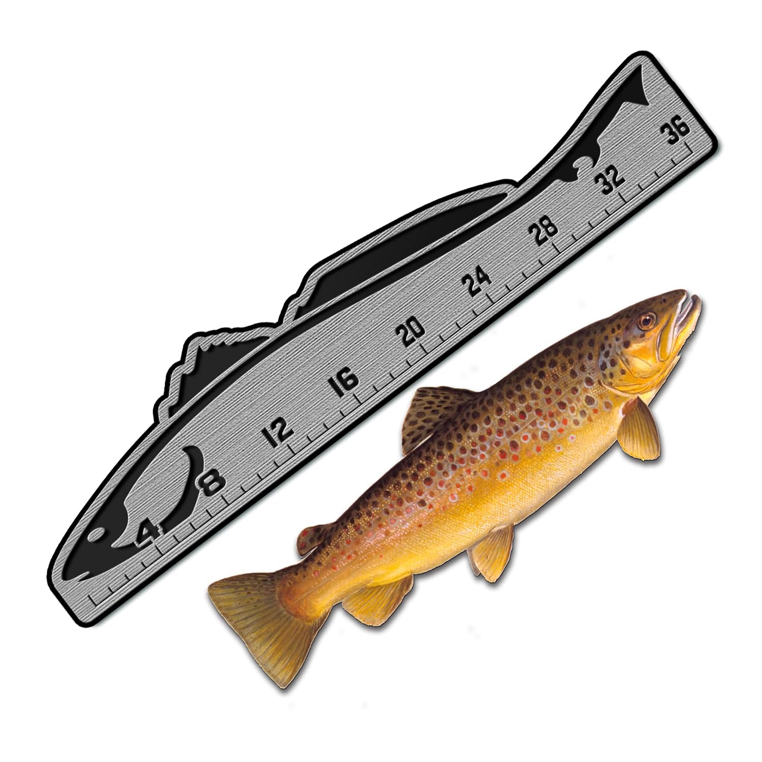 USATuff SeaDek EVA Foam Fish Measuring Ruler for Boat, Fishing, Kayak | Adhesive Backing Peel & Stick - 36" Redfish Design - StormGray-Black