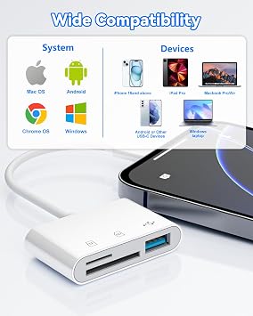 USB C OTG Adapter with 30W PD + USB C SD/TF Card Reader with USB 3.0 Fast Data Transfer for MacBook, Laptop, Tablet, Android