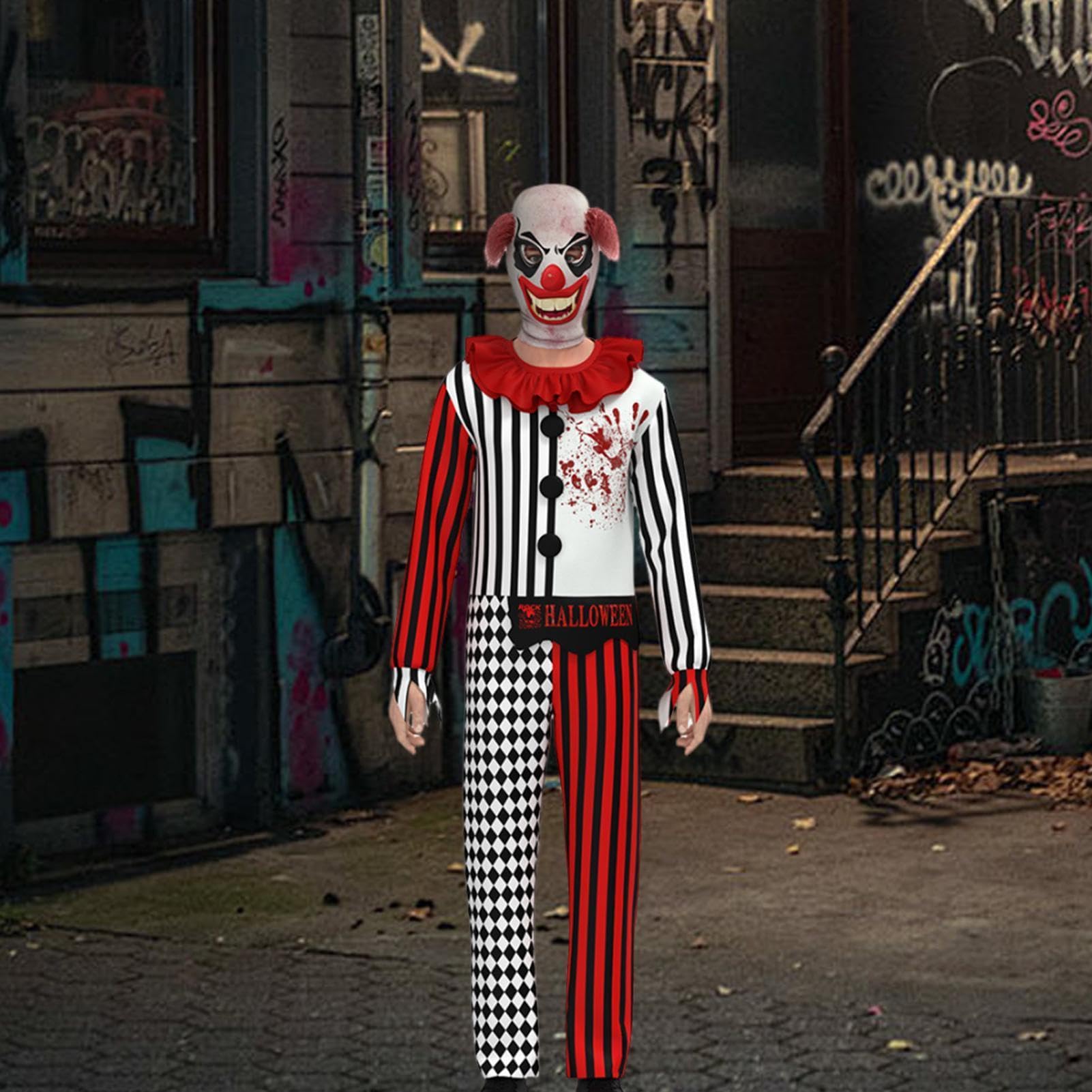 Halloweenowy Kostium Klauna Przerażające Świąteczne Przebranie | Kombinezon Postaci Klauna Na Straszne Przyjęcie W Nawiedzonym Domu Scenę Cosplay Wydarzenie Fotografię Dla Chłopców