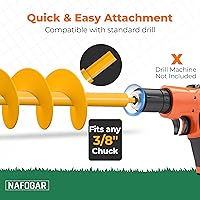 Vista 5 de Broca de Barrena de Jardín para Plantar - Paquete de (2) - 1.6"x16.5" y 3.5"x16" – Barrena Espiral de Jardín para Hacer Agujeros para Plantar