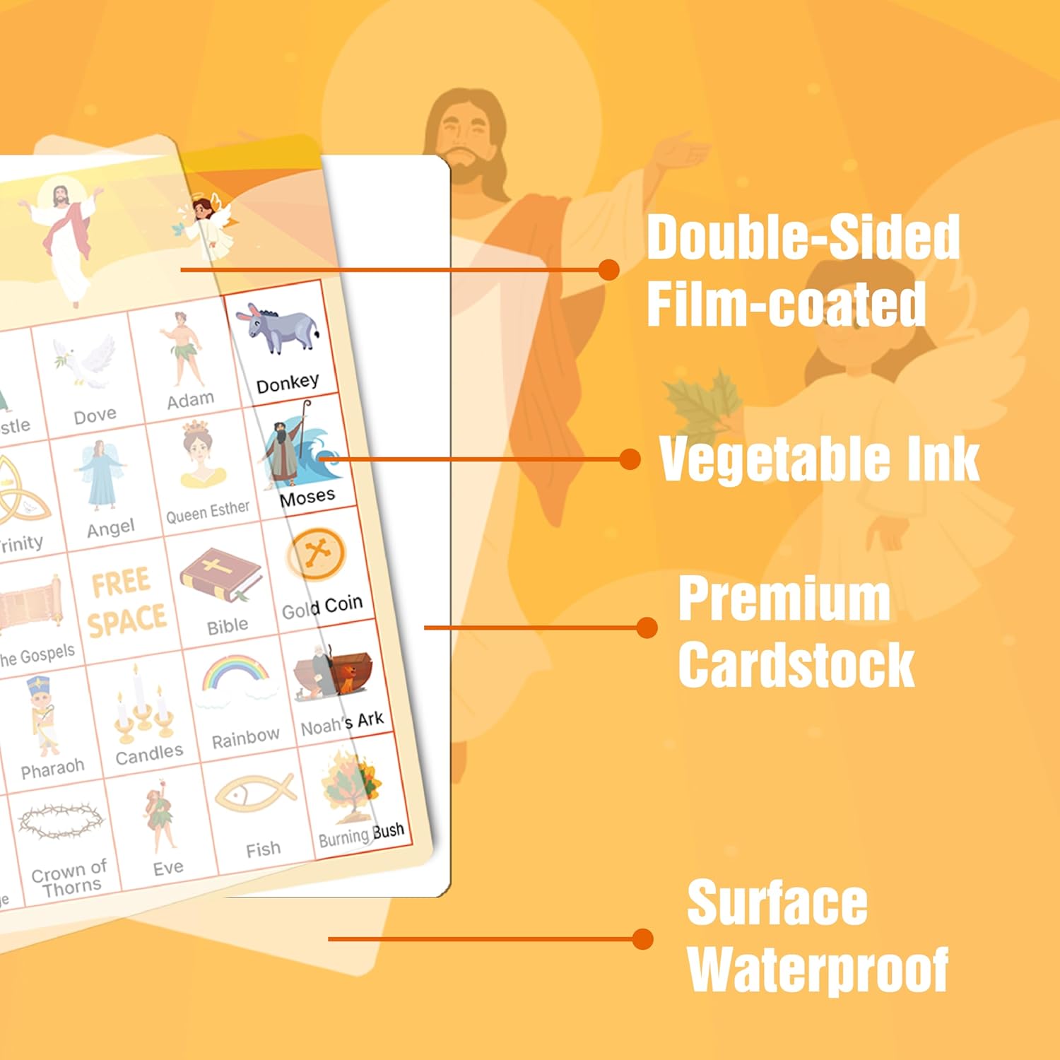 Bible Bingo Game 24 Players 6 Designs Christian Bible Bingo Card Religious Game Activities for Vacation Bible School Christian Sunday Church Easter Gift Family Open Day Supplies Box - Image 4
