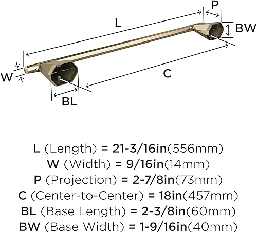 Vista 190 de Amerock BH36043CZ Toallero de bronce champán Toallero de 18 pulgadas (17.992 in) San Vicente Toallero de baño Accesorios de baño