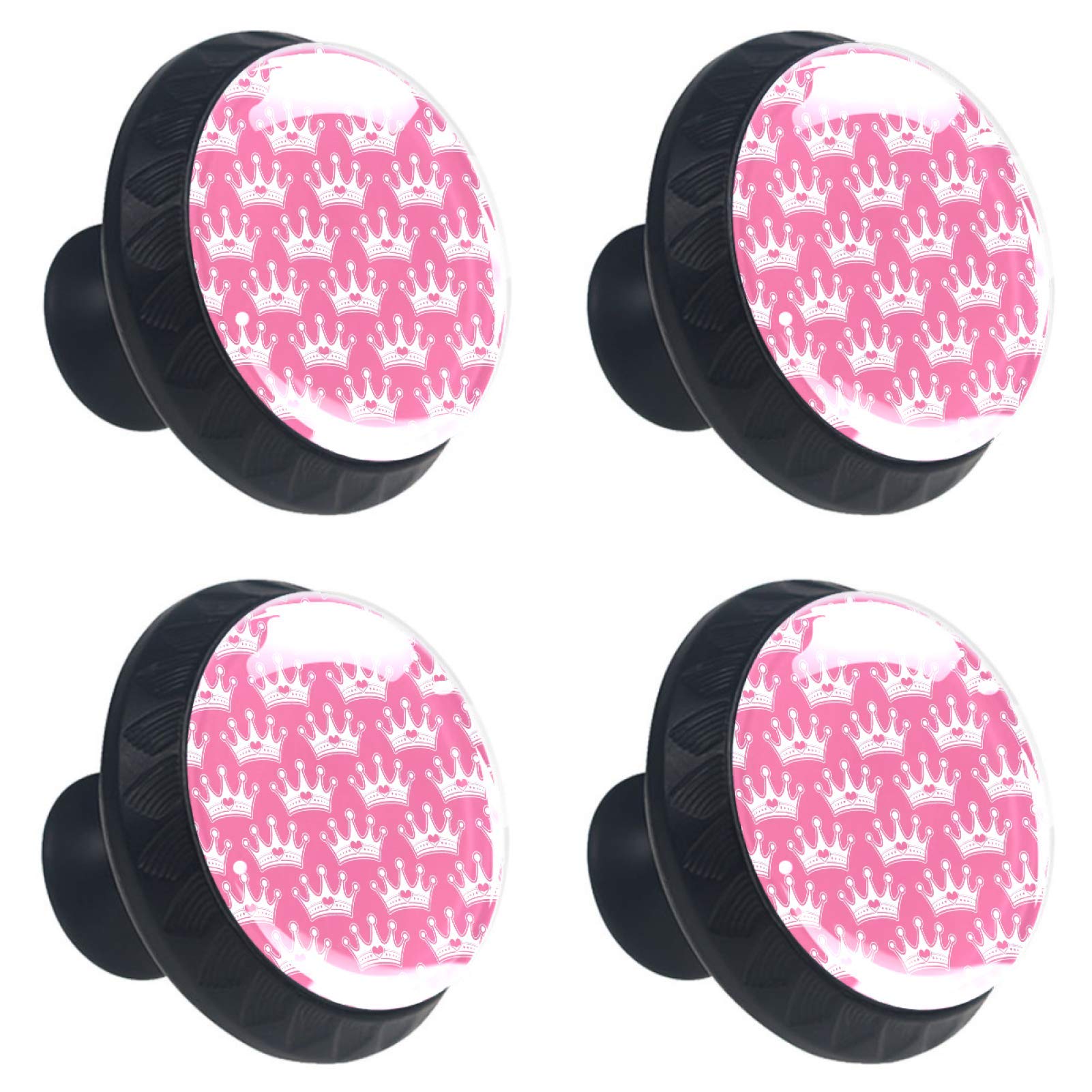 Boutons de tiroir en cristal rose couronne lot de 4 poignées 30mm pour meuble fille