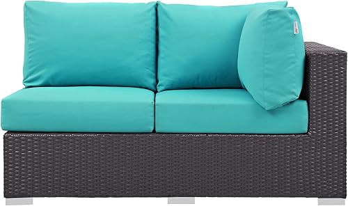 Vista 237 de Modway EEI-1911-EXP-ORA Convene - Muebles otomanos cuadrados de tela para patio, muebles de exterior, color naranja espresso Espresso Naranja