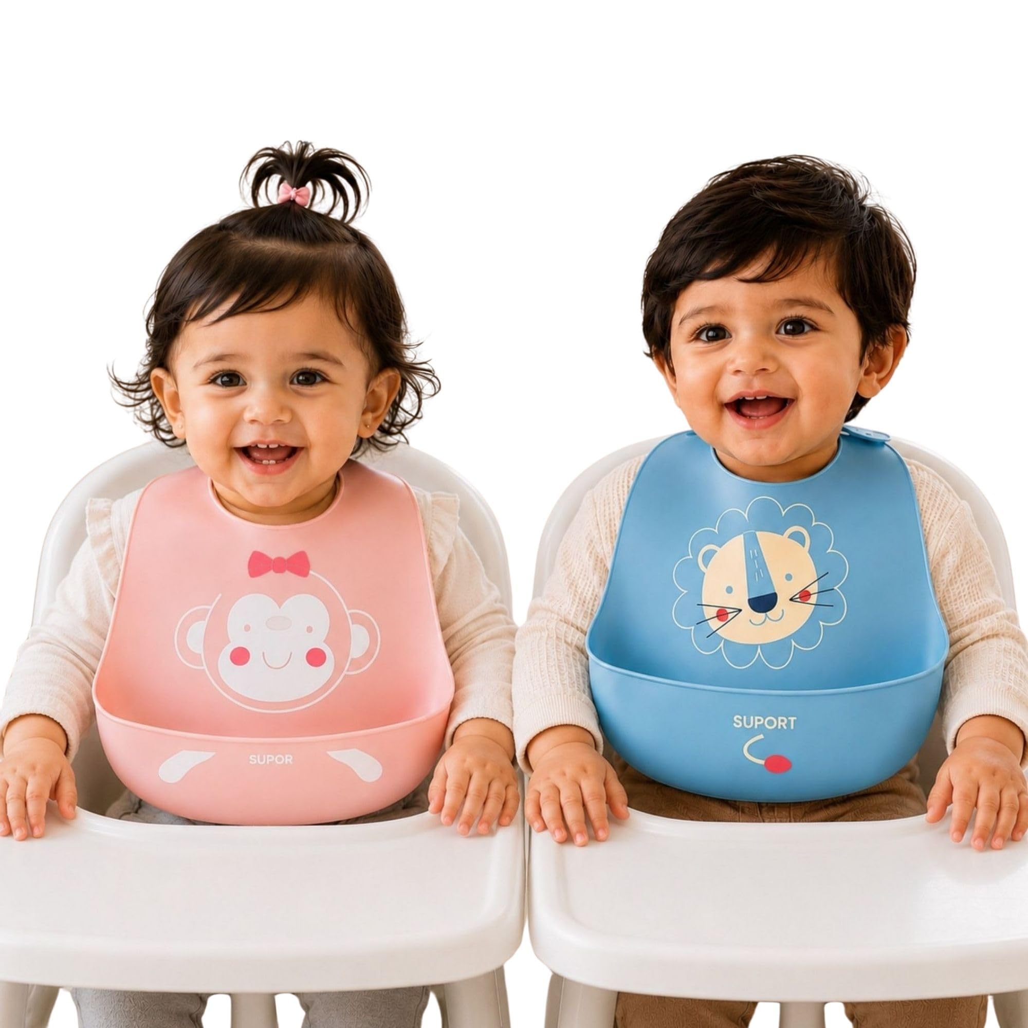 THE LITTLE LOOKERS Silicone Feeding Bib with Adjustable Strap, Waterproof, Easy to Wash, Stain Proof | BPA Free/Soft Material Bibs with Tray/Food Catcher-image-17