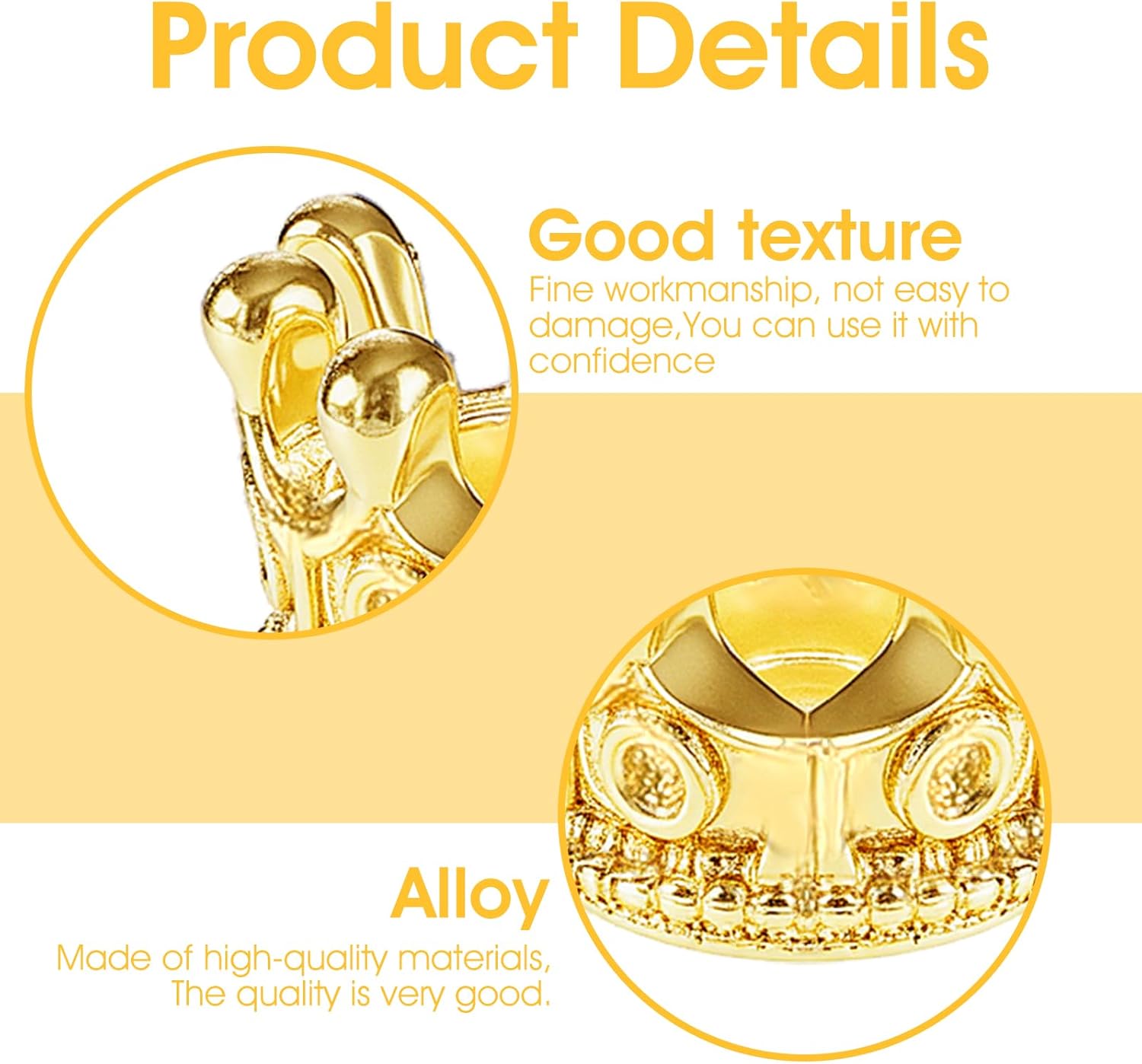 Crown Charms, 50 Pcs Mini Crowns for Crafts 3D Alloy King Crown Beads Large Hole Spacer Beads for DIY Jewelry Necklace Bracelet Making Supplies - Image 3