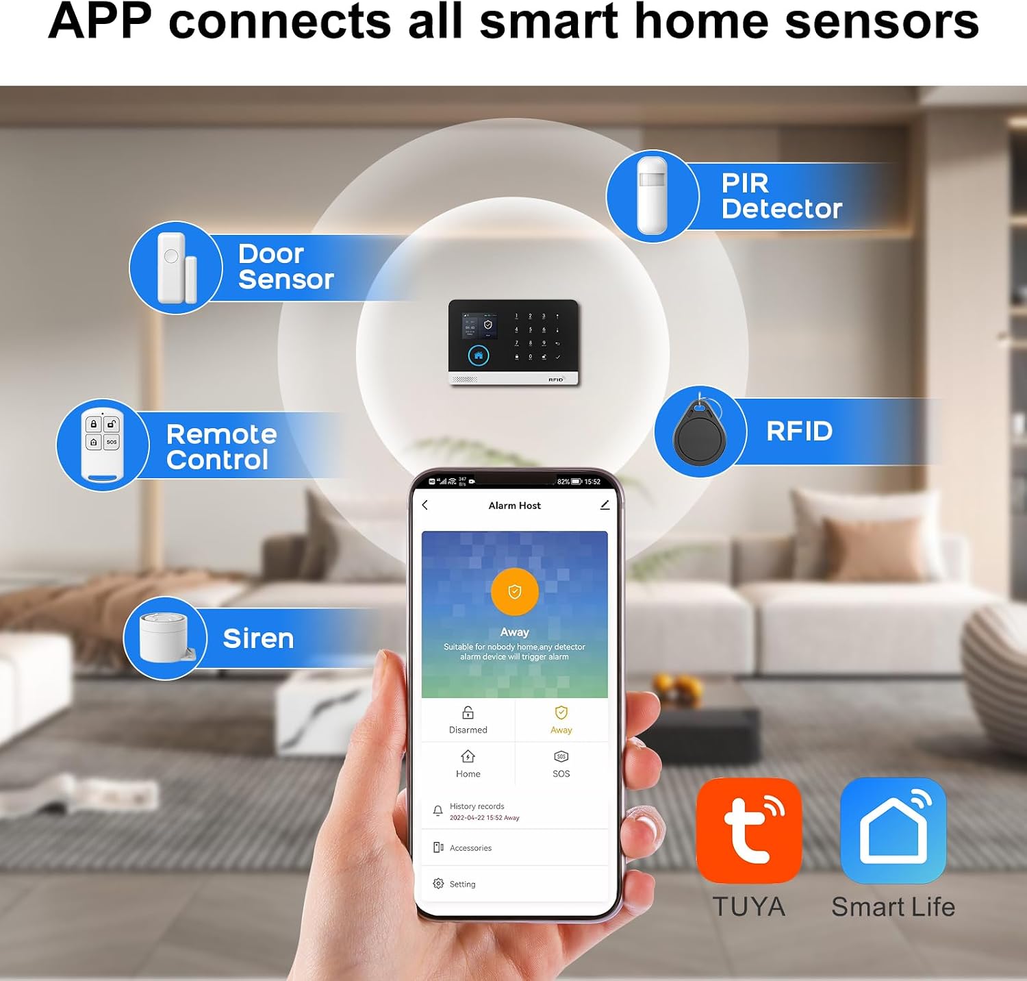 Alarm System for Home Security,24Pcs DIY WiFi/4G Smart Wireless Home Alarm System Kit,Door/Window Sensors and Motion Detectors with Instant App Alerts,Compatible with Alexa,No Monthly Fees