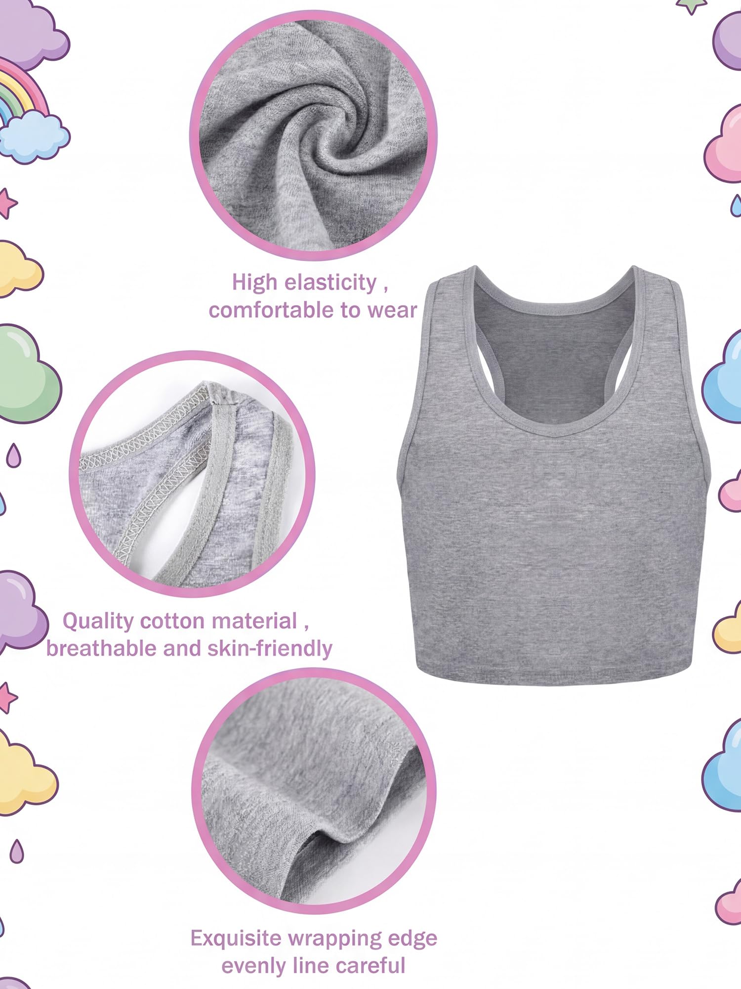 Geyoga 12 Stück Mädchen Tanz-Tanktop Racerback Crop Top ärmelloses Tanzoutfit für Ballett Hip Hop Athletic Wear