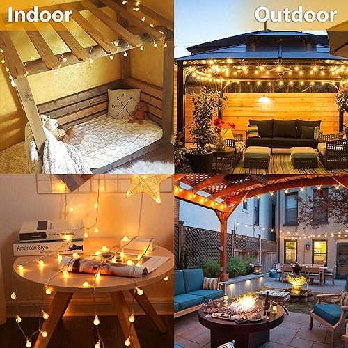 Miniatura 5 de Merdeco Tira de luces LED de 10 pies con 20 luces LED para interiores y exteriores, luces decorativas de hadas blancas cálidas para fiestas de
