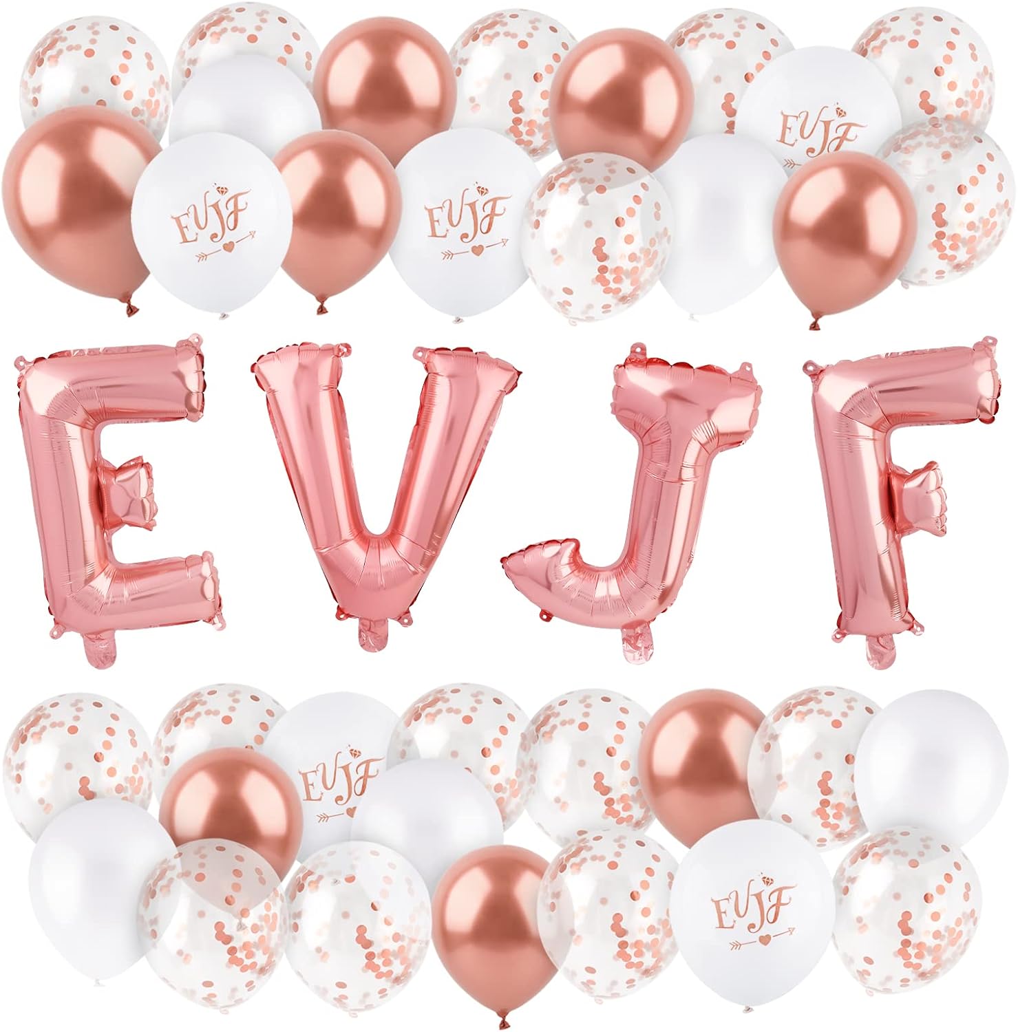 30pcs Ballon Latex Or Rose Blanc Ballons Confettis Et Ballon Aluminium