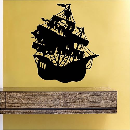 Calcomanías de vinilo para pared, diseño de barco pirata, frases y palabras, decoración artística, letras de vinilo, arte inspirador y edificante