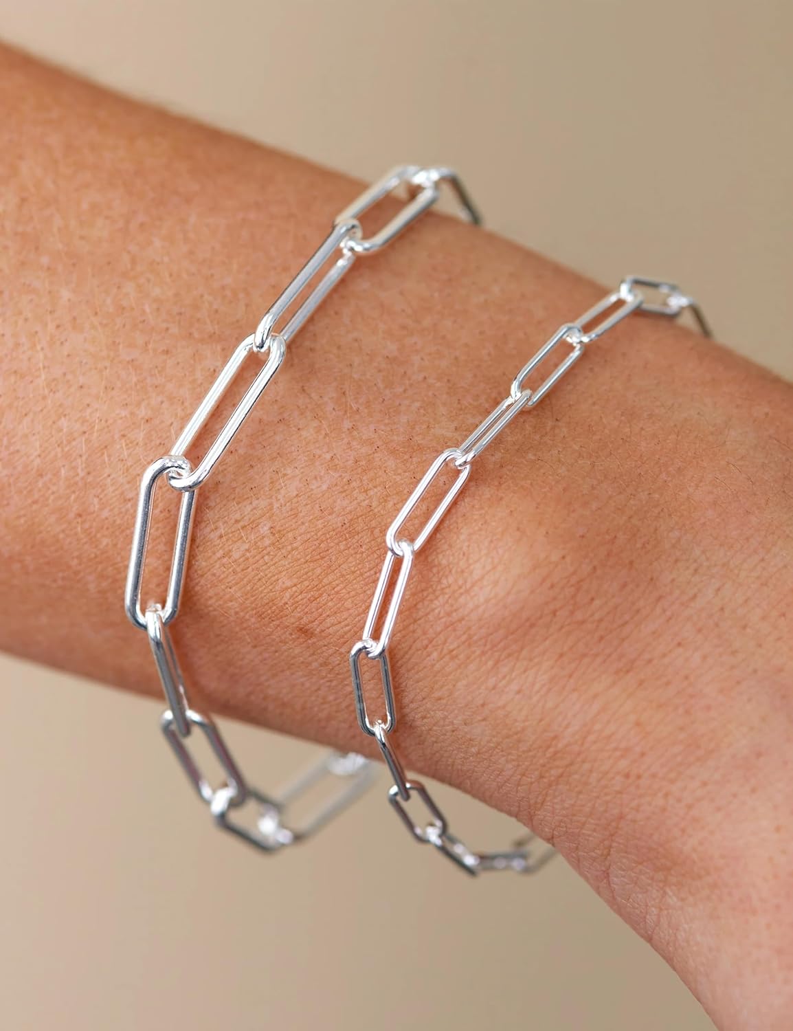 Silver Bracelet for Women 3mm Diamond-Cut Paperclip Chain Bracelet for Men 6.5/7/7.5/8/8.5/9 Inch - Image 6