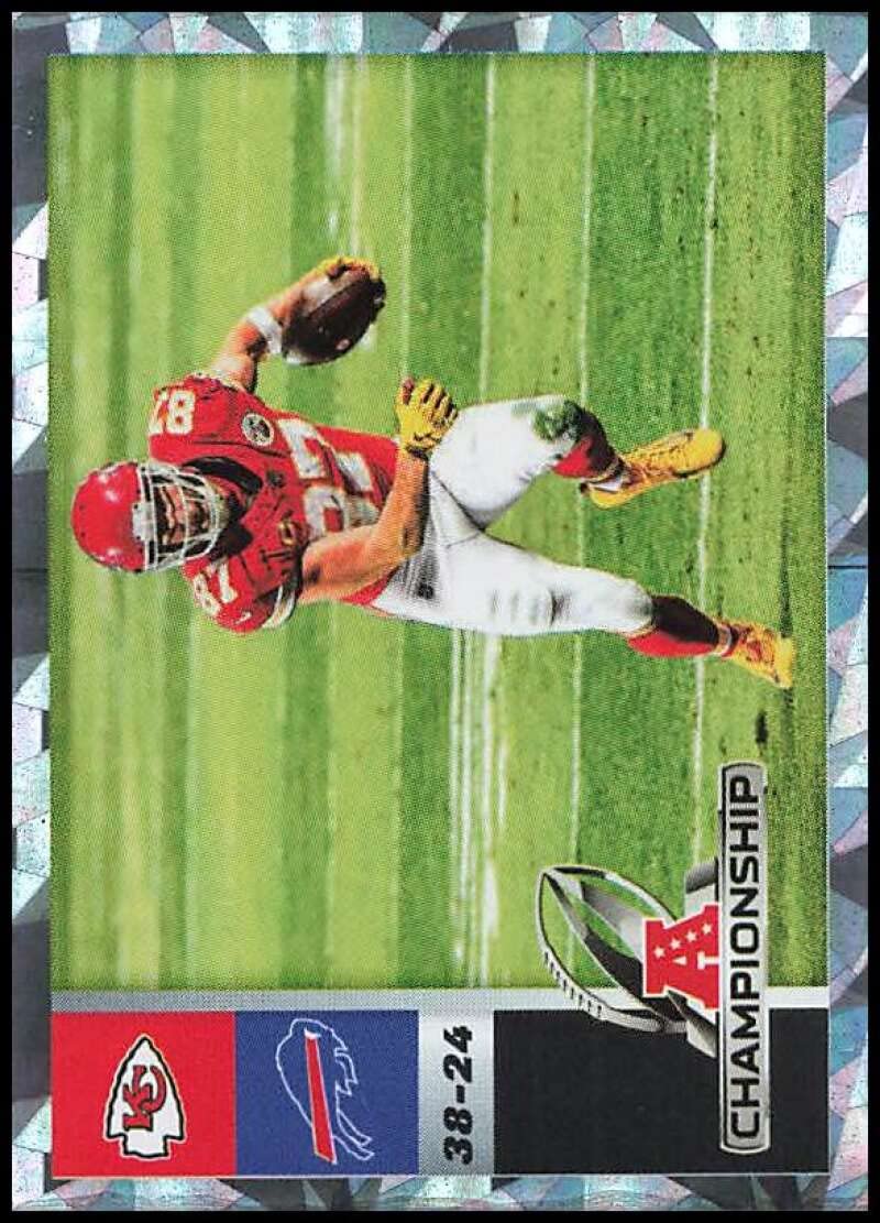 Panini America2021 Panini Stickers Football #3 Travis Kelce AFC Championship Chiefs vs Bills Foil Official NFL Sticker Collection Single Card (paper thin 49x69 mm)