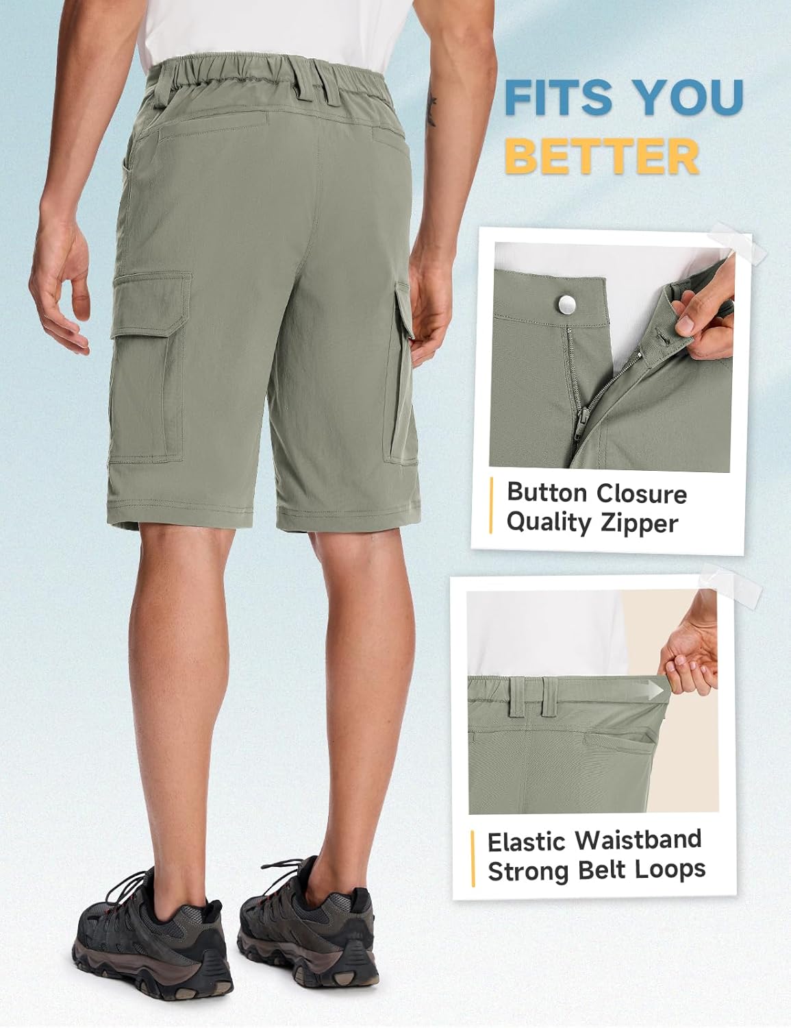 Moosehill Mens-Hiking-Shorts Cargo Lightweight Water Resistant Quick Dry Big & Tall with 8 Pockets for Tactical Work - Image 6