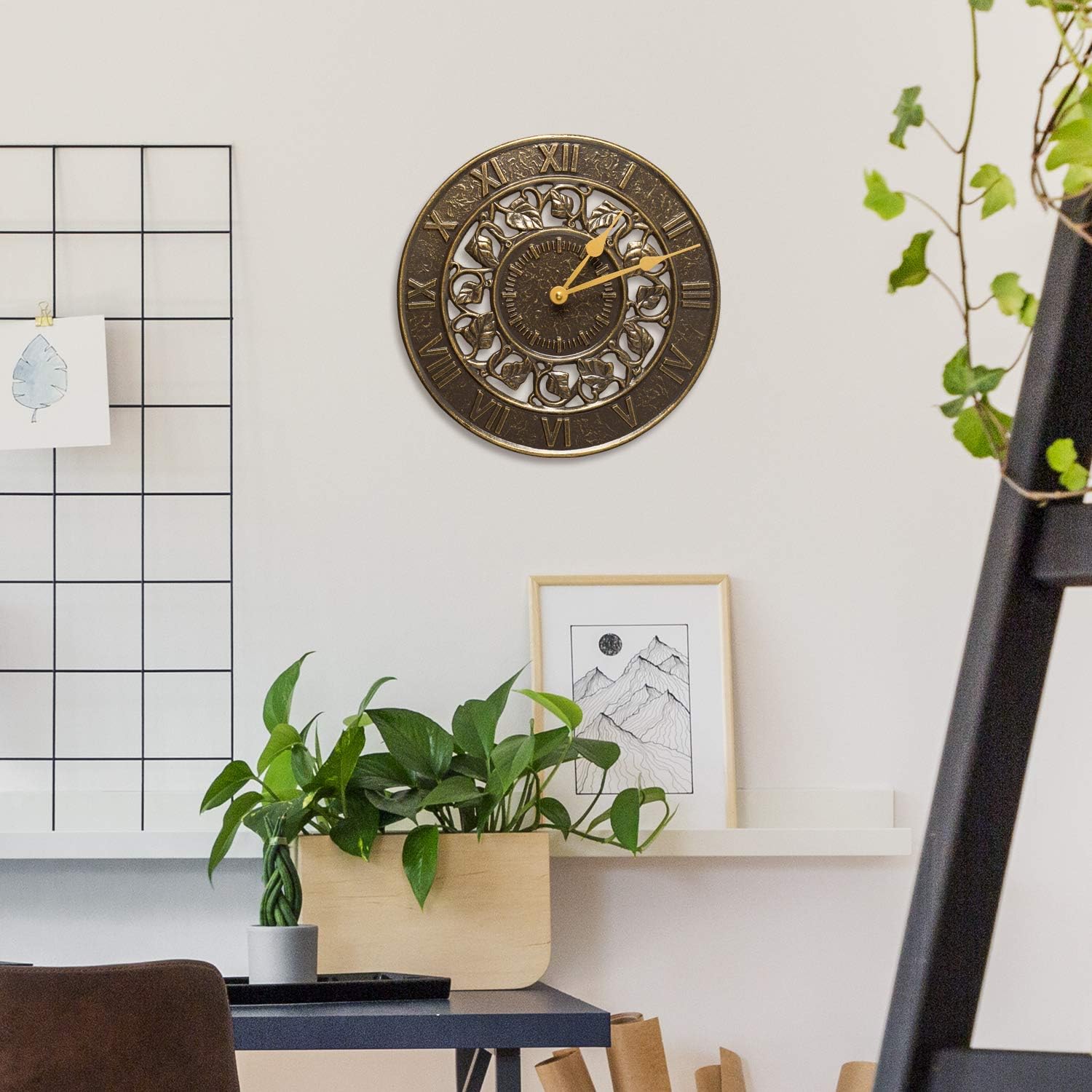 Whitehall Products Ivy Silhouette Clock, French Bronze