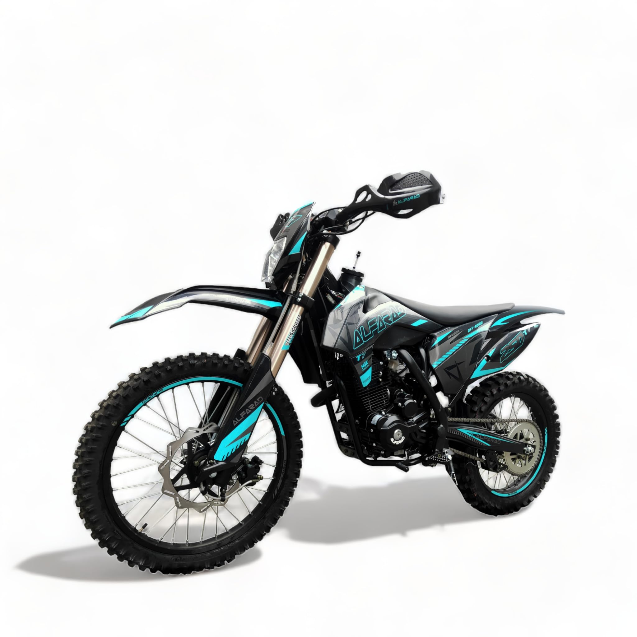T7 250ccm roues en 21/18" 20,5 PS moteur 4 temps de 250cc motocross CrossBike DirtBike Pocket cross enfant Dirt Bike Enduro véhicule Moto bécane Motocyclette Motosport Fullcross Turquoise