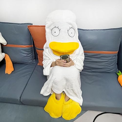 Miniatura 2 de Manta divertida de pato blanco, pijama de Elizabeth, pijama de pato, pijama suelta de una pieza con zapatos de pato, sudadera con capucha de franela