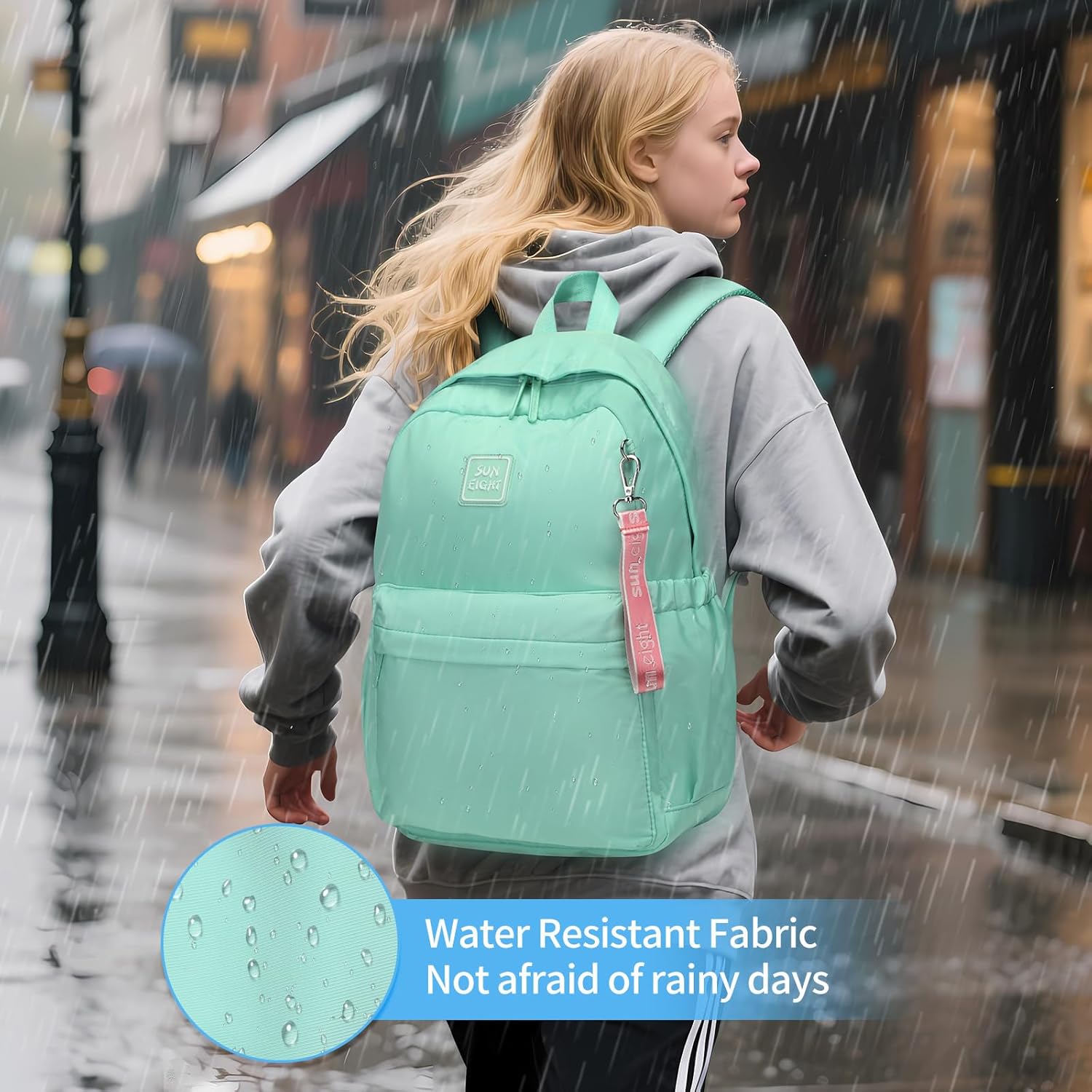 30L Girls School Backpack Waterproof Large Capacity-Lightweight Travel Bookbag for Elementary Students Ages 6-18 Years Old,Durable Toddler Backpack for Kids (Green) - Image 6