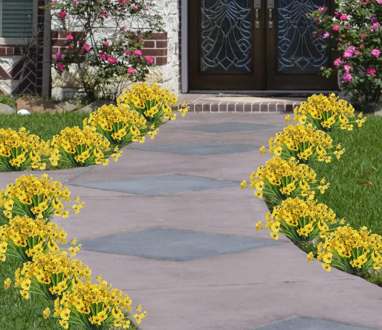 14 Bundles Fake Flowers Plastic Outdoor Artificial Plants Indoor Faux Flowers Garden Patio Porch Window Box Decorating, No Include vase - Image 6