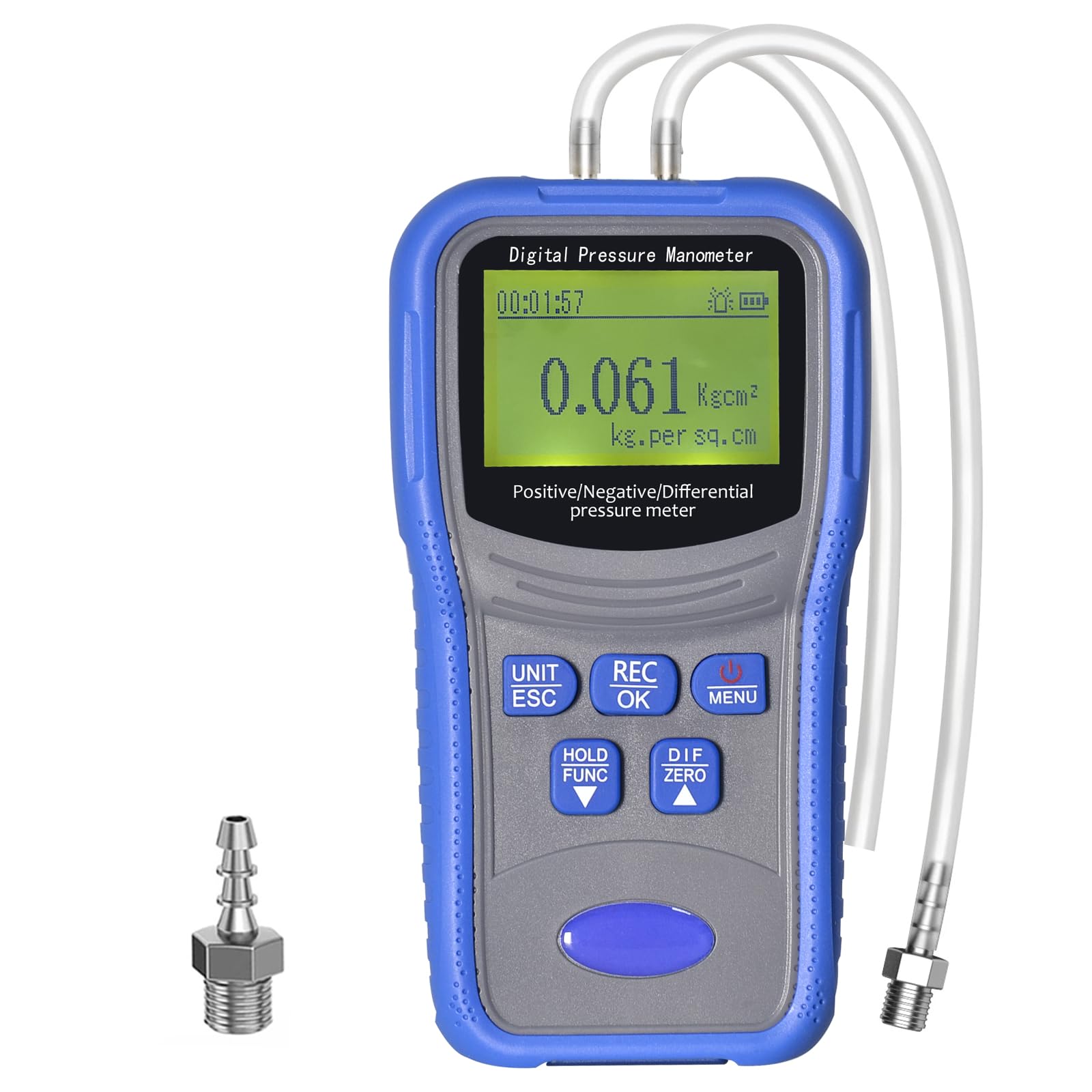 Manomètre Différentiel Numérique ±206.8KPa, Kethvoz Testeur de Pression de Gaz à Deux Ports Mesure de Pression Positive/Négative/Différentielle, avec Fonction d'alerte de Surpression, pour VMC System