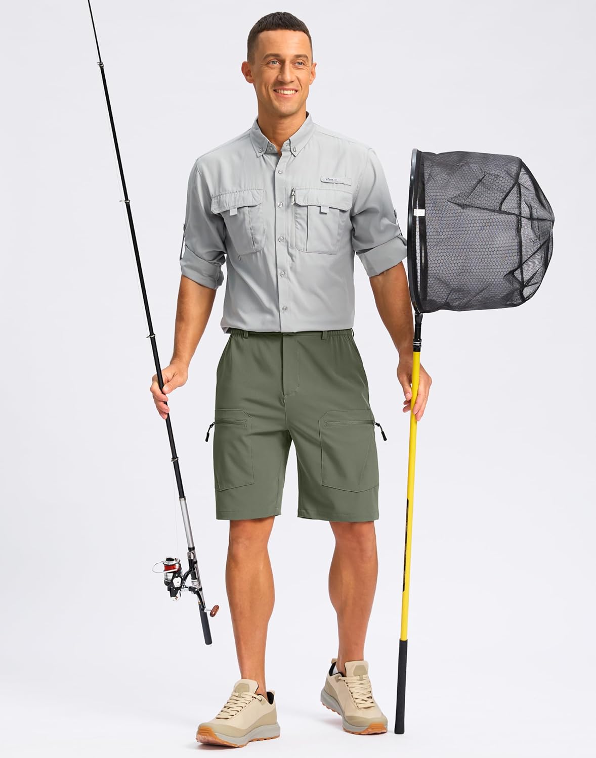 Pudolla Men's Hiking Cargo Shorts 9" Lightweight Stretch Travel Work Shorts for Men Outdoor Casual with 5 Pockets - Image 6