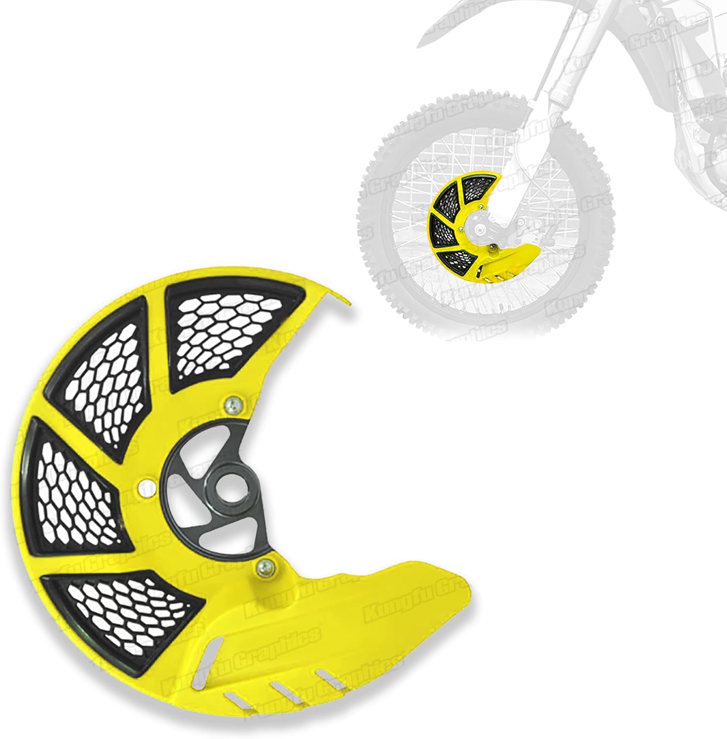 22mm Dirt Bike Front Brake Disc Rotor Guard Cover for SUZUKI RMZ250 2007-2019 / RMZ450 2005-2019 / RMX450Z 2010-2017, Yellow Black