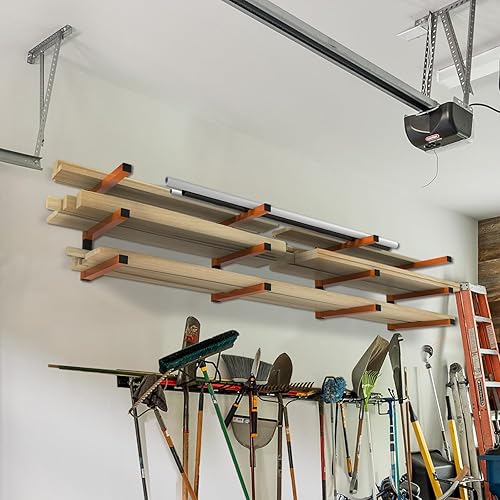 Miniatura 4 de smusei Paquete de 4 estantes de almacenamiento de madera de 3 niveles para montaje en pared, organizador de madera, estante de metal para