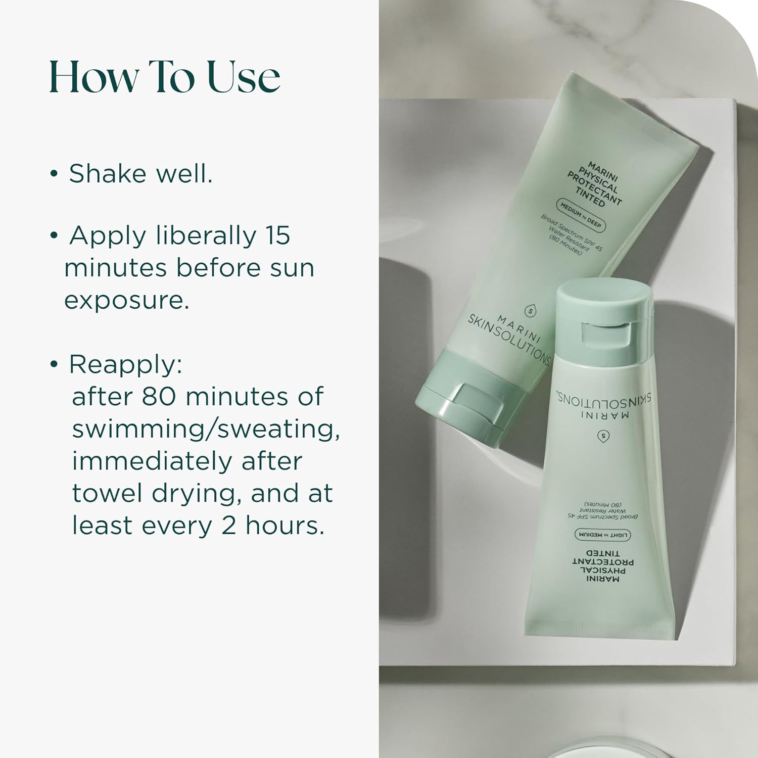 Marini SkinSolutions Physical Protectant Tinted - Light to Medium - Broad-Spectrum SPF 45 Sunscreen - Water Resistant (80 Minutes) - All Skin Types - Cruelty Free - Made in the USA - 2 oz - Image 4