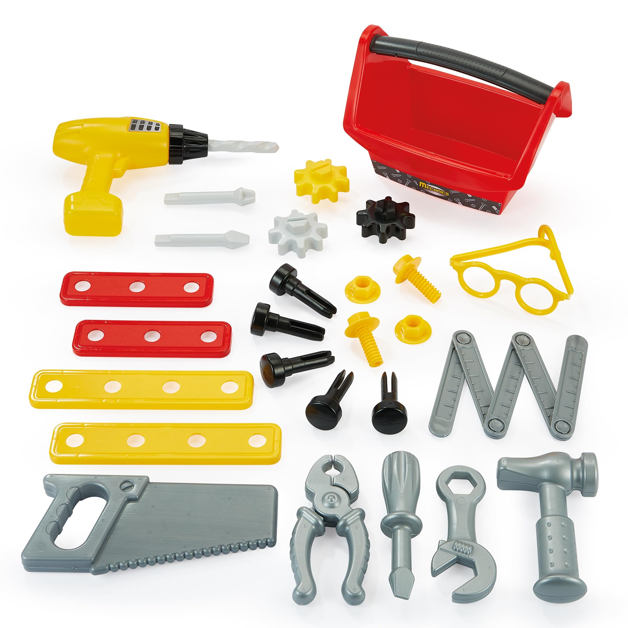 Ecoiffier Toys - 2429 - Duży stół warsztatowy z akcesoriami dla majsterkowiczów takich jak Les Grands - 29 elementów - Mecanics - Imitacja gry - Zestaw DIY - Od 18 miesięcy - Wyprodukowano we Francji