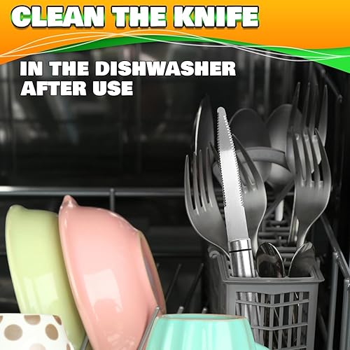 Miniatura 10 de Cuchillo de toronja con doble hoja dentada curva, cortador y pelador de frutas cítricas de acero inoxidable con mango ergonómico, accesorio