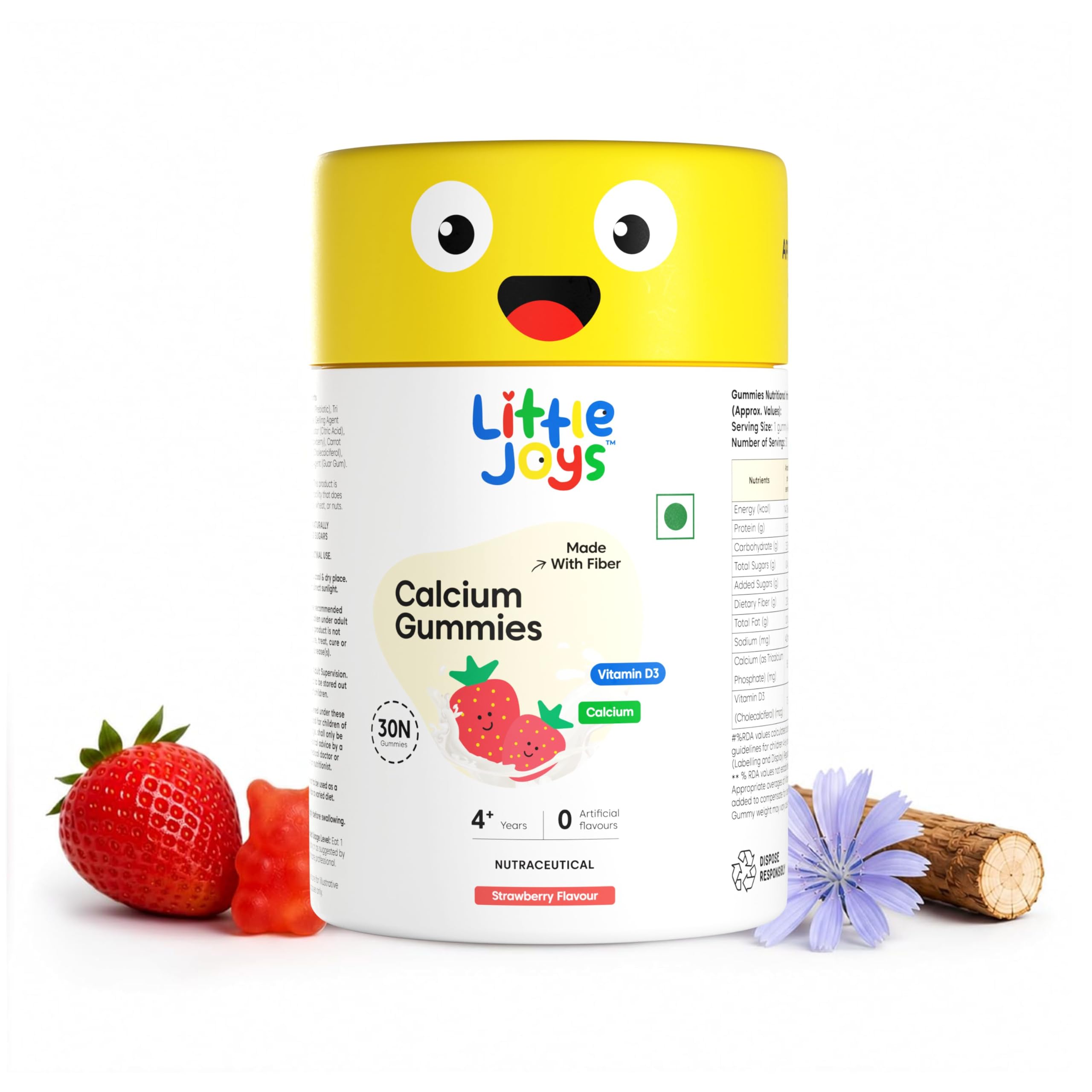 Little Joys Calcium & Vitamin D Gummies for Kids (13+ years) With No Sugar Added | For Stronger Bones, Joints, Teeth & Immunity | Strawberry Flavour | 30 Gummies — Amazon image 10