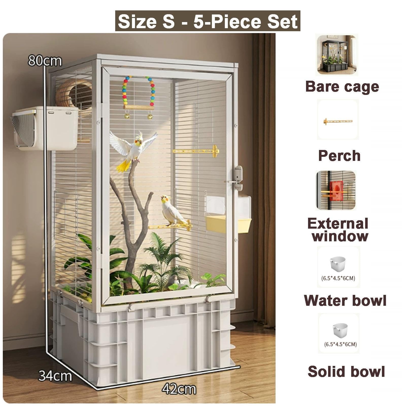 Klatka dla Ptaków w Stylu Terrarium Podstawą 17cm Przezroczysta dla Papug
