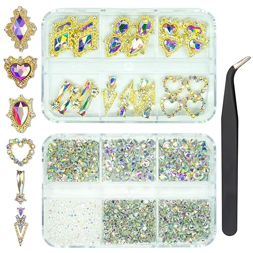 Vista 59 de 36 dijes de uñas de corazón rojo, de aleación de lujo dorada, dijes de San Valentín para uñas, diamantes de imitación rojos en 3D, diamantes